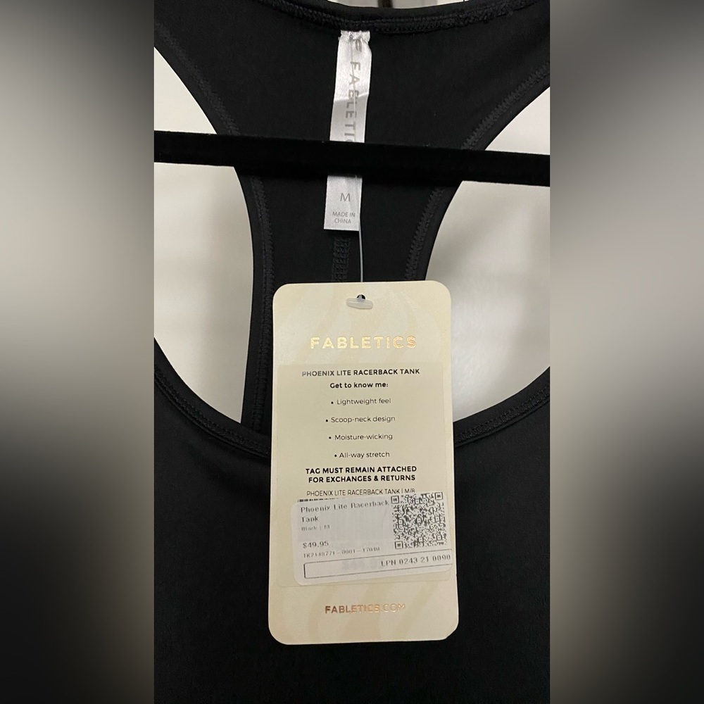 NWT Fabletics  Phoenix Lite Racerback Tank Black Size Medium - Picture 6 of 7